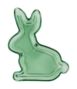 Green Glass Bunny Tray