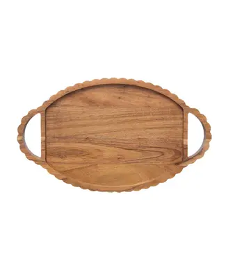 Scalloped Acacia Oval Wood Tray