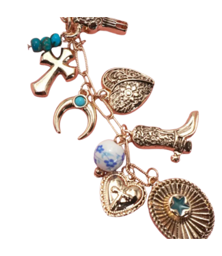 Western Cross Hat Boot Heart Bag Charm