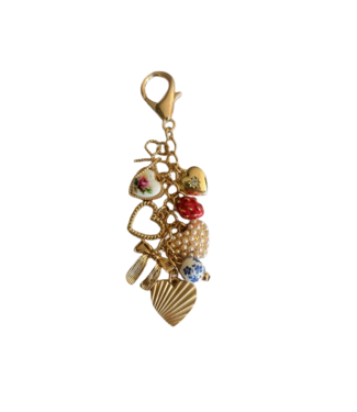 Bow Heart Pearl Strawberry Bag Charm