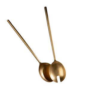 Indaba Tide Salad servers S/2 Tumbled Gold