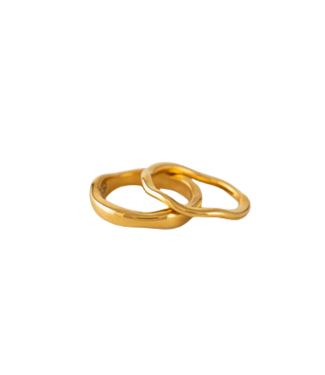 Lover's Tempo Coral Ring Set - Gold - size 6