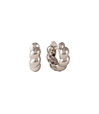 Lover's Tempo Croissant Puff Drop Hoop - Silver