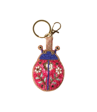 Powder Beaded Keyring -LadyBug