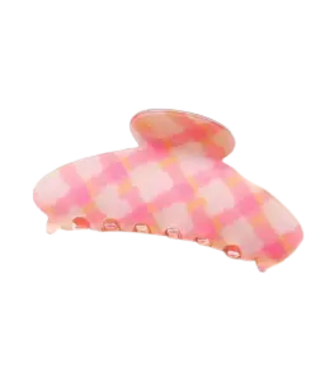 Large Checker Oval Hair Claw Clip