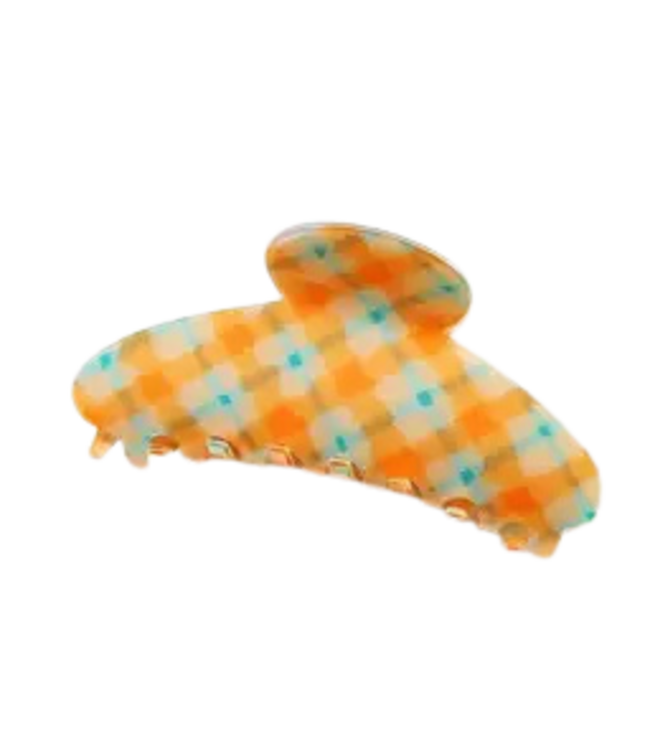 Large Checker Oval Hair Claw Clip