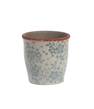 Pot With Blue Floral Pattern