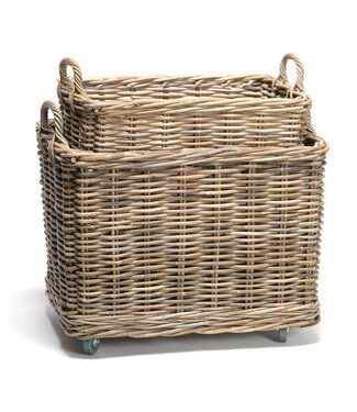 Storage Basket Wheels Kubu Rattan