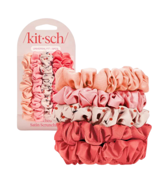 KITSCH Ruched Satin Scrunchies 5pc Set