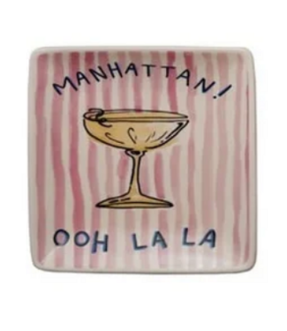 5"sq Stoneware Plate w Saying & Image