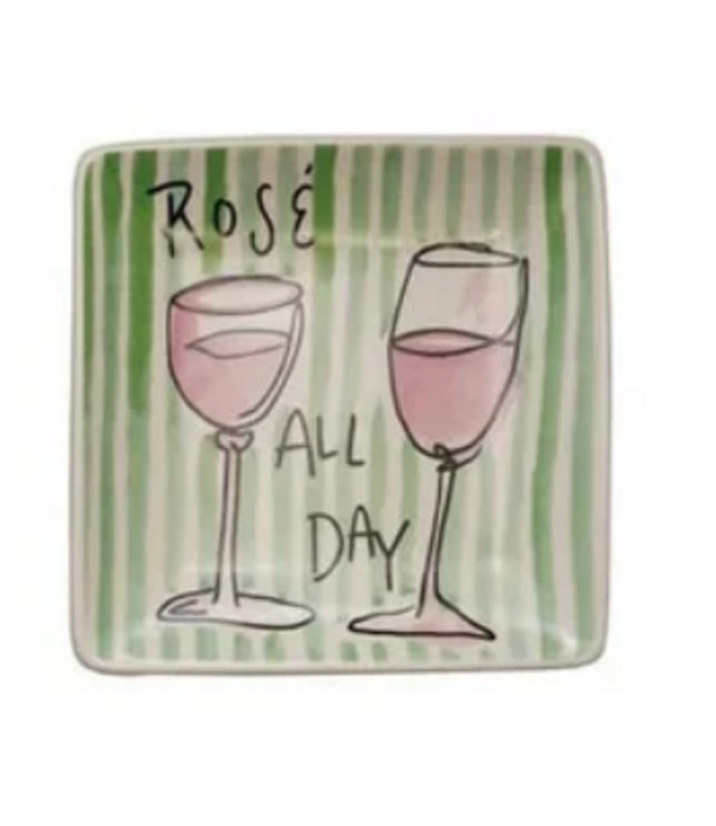 5"sq Stoneware Plate w Saying & Image