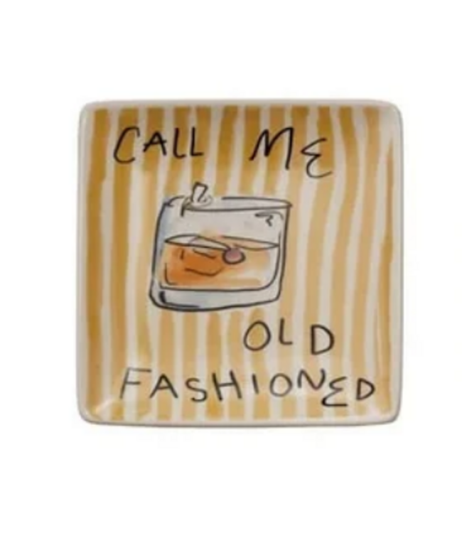 5"sq Stoneware Plate w Saying & Image