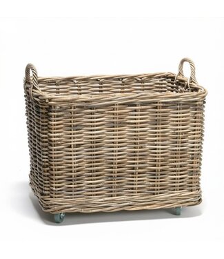 Storage Basket Wheels Kubu Rattan