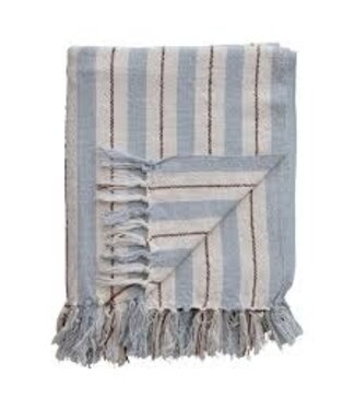 Cotton Blend Striped Throw