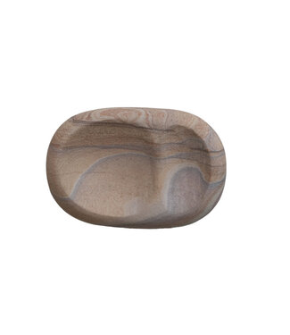 Decorative Sandstone Dish w/2 Sections
