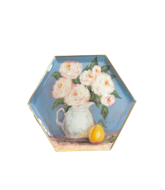 Hexagon Enameled Metal Tray