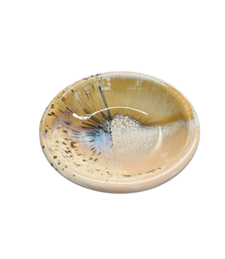 Stoneware Low Bowl w Wide Rim Reactive Glaze