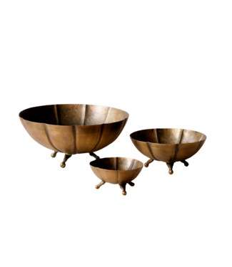Vintage Inspired Brass Scalloped Footed Bowl