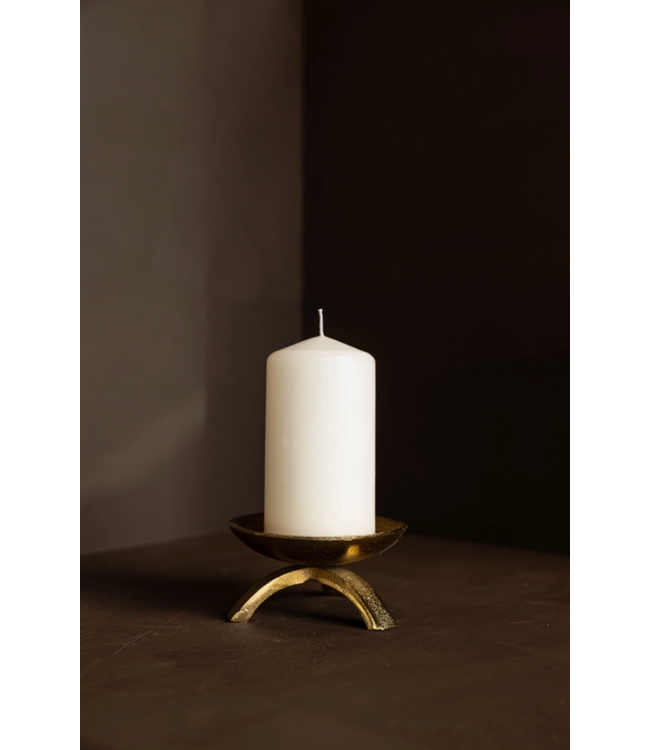 Brass Inspired Tripod Pillar Candle Holder