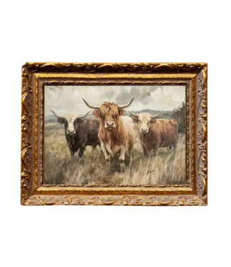 Highland Cow Herd | French Brass Inspired Framed Art