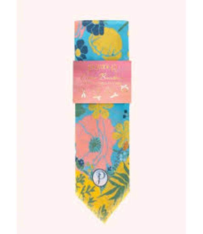 Powder Blue Blooms Cotton Bandana Scarf