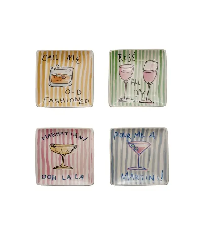5"sq Stoneware Plate w Saying & Image
