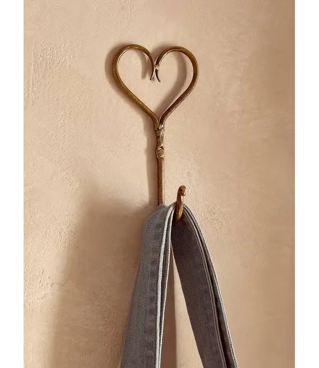 Heart Wall Hook Antique Brass