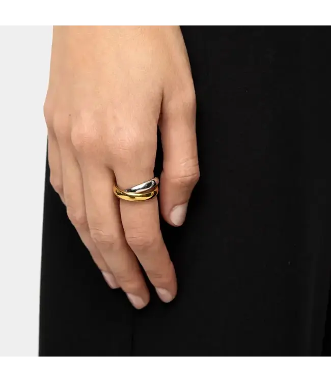 Two Toned Intertwined Steel Band Ring