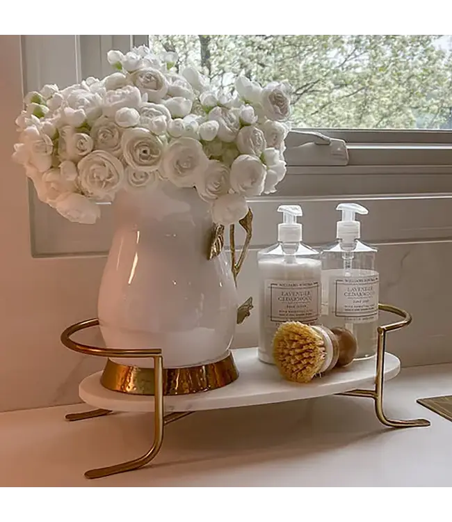 Oval Marble Tray w Gold Stand