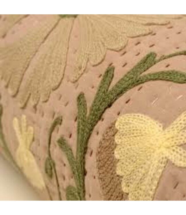 Indaba Suzani Embroidered Kantha Bolster