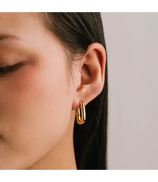 Lover's Tempo Midi paperclip puff hoop- Gold