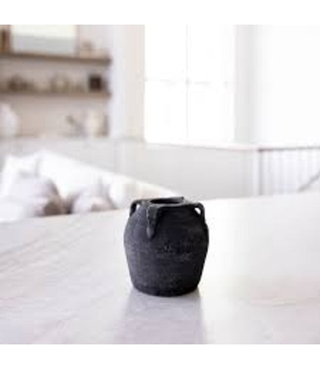 Noir Black Wash Vase with Handles (Small)