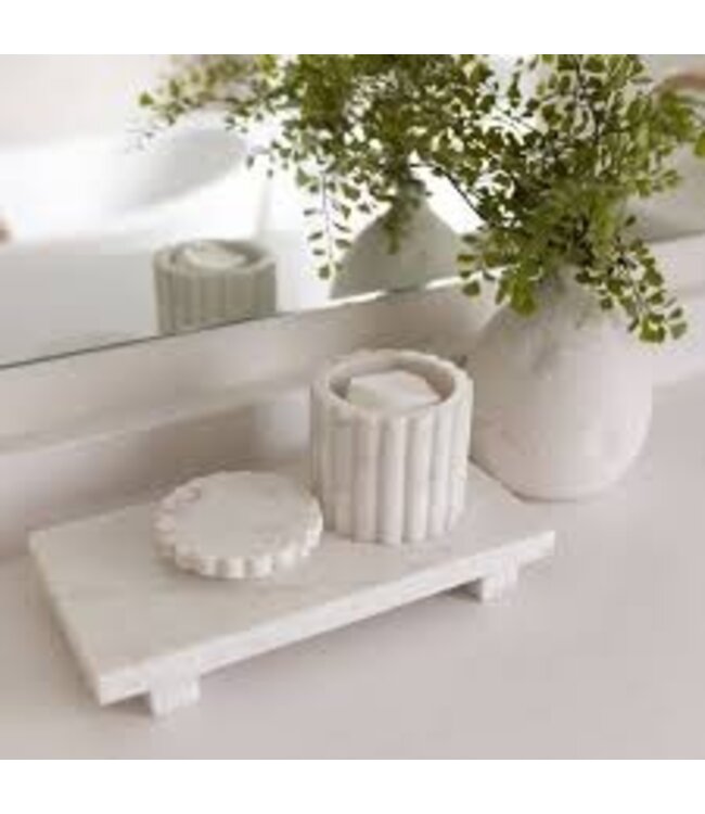 Fluted Jar Canister White Marble