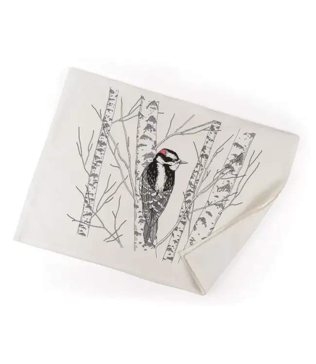 Downy Woodpecker Tea Towel