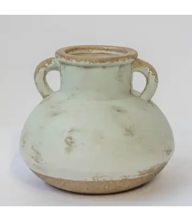 Ceramic 2 Handle Vase, Wide