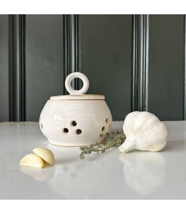 Stoneware Garlic Storage Jar W Lid