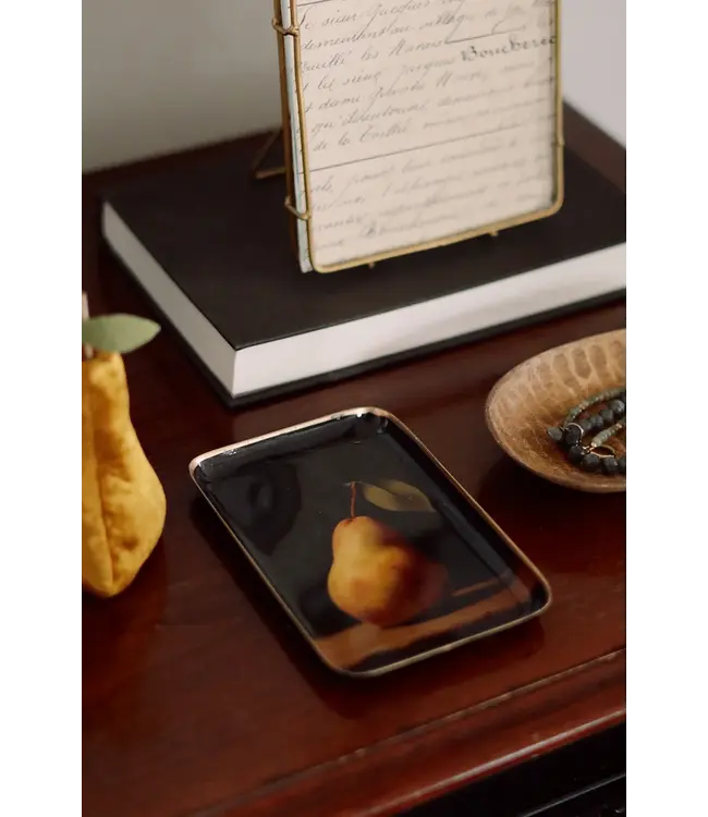 Indaba Pear Still Life Decorative Enameled Tray