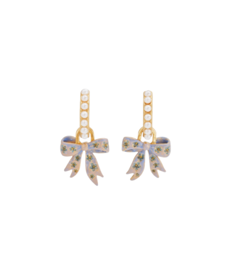 Fable England Bow Pearl Huggie Earings