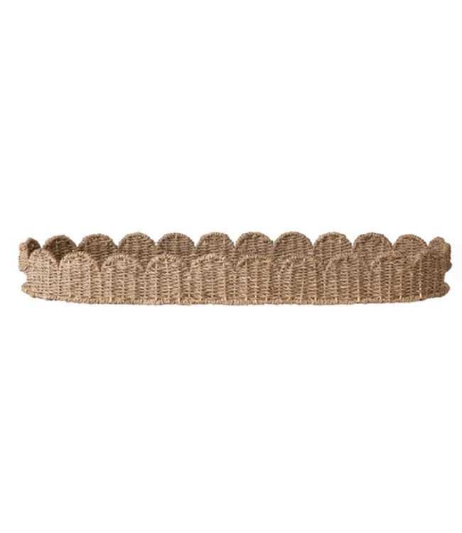 Decorative Hand-Woven Bankuan Scalloped Tray