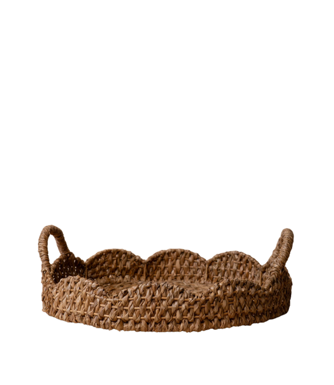 Decorative Braided Bankuan & Rattan Scalloped Tray