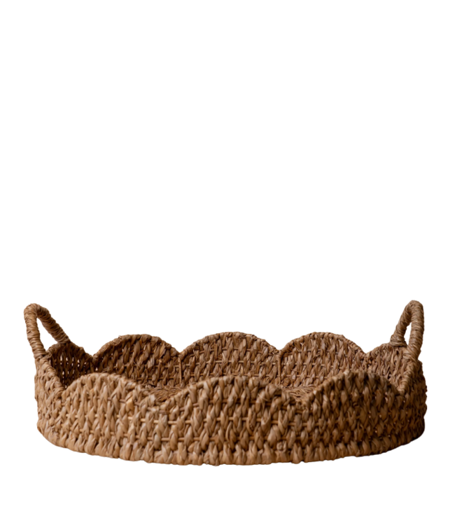 Decorative Braided Bankuan & Rattan Scalloped Tray