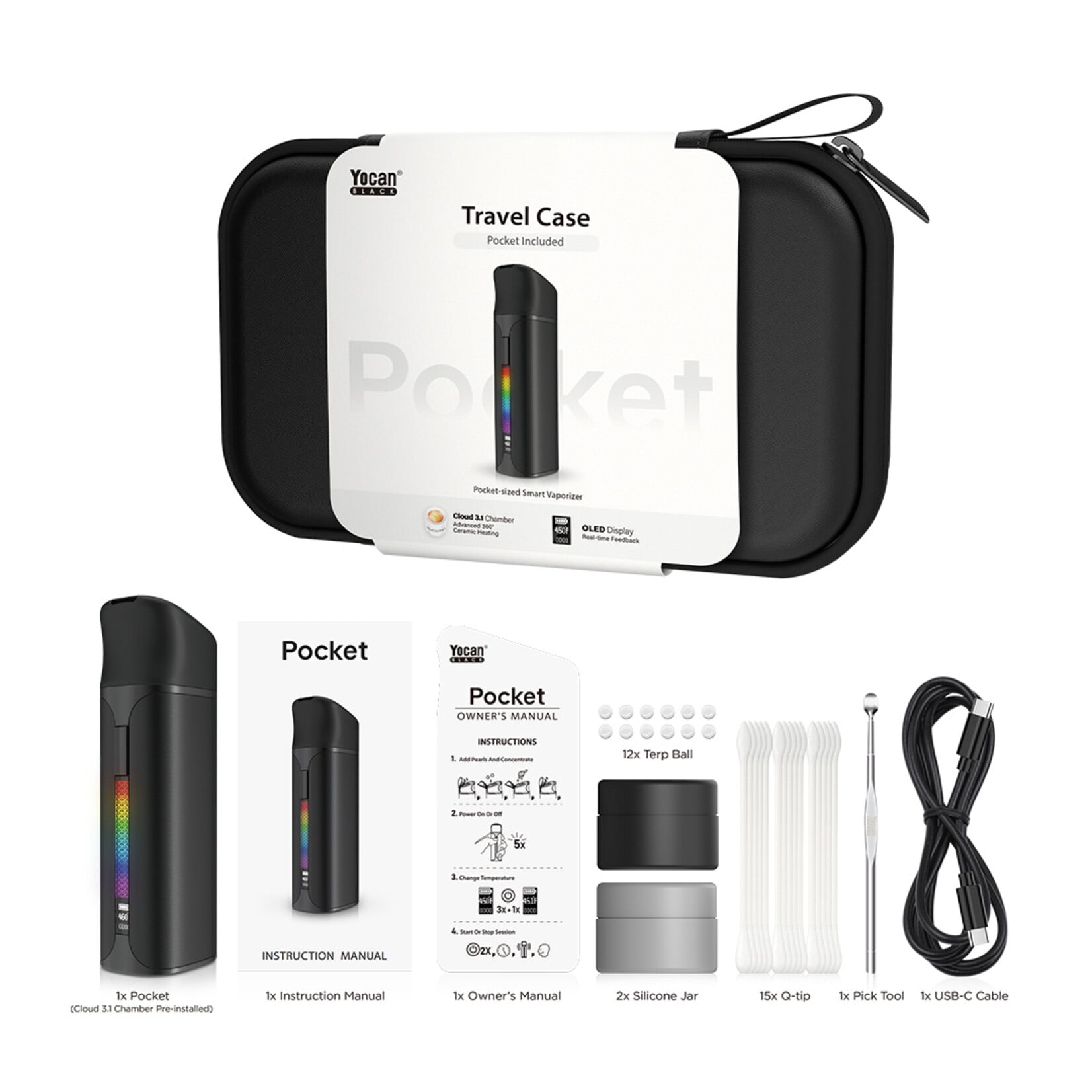 Yocan Yocan Pocket - Black with Travel Case