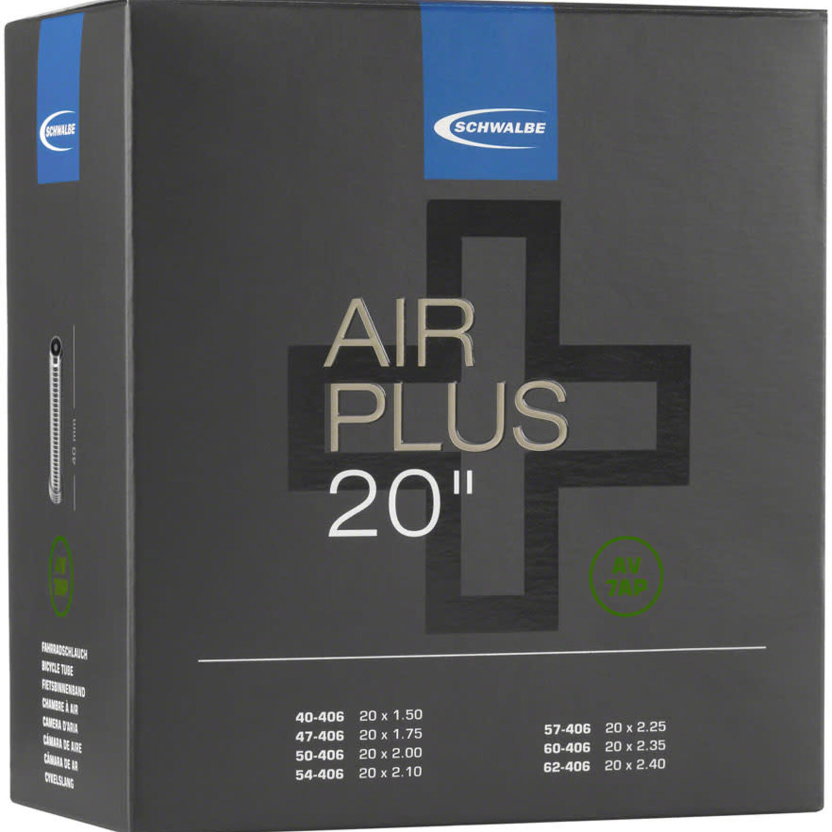 Schwalbe Schwalbe Air Plus Tube - 20 x 1.5 - 2.4, 40mm Schrader Valve