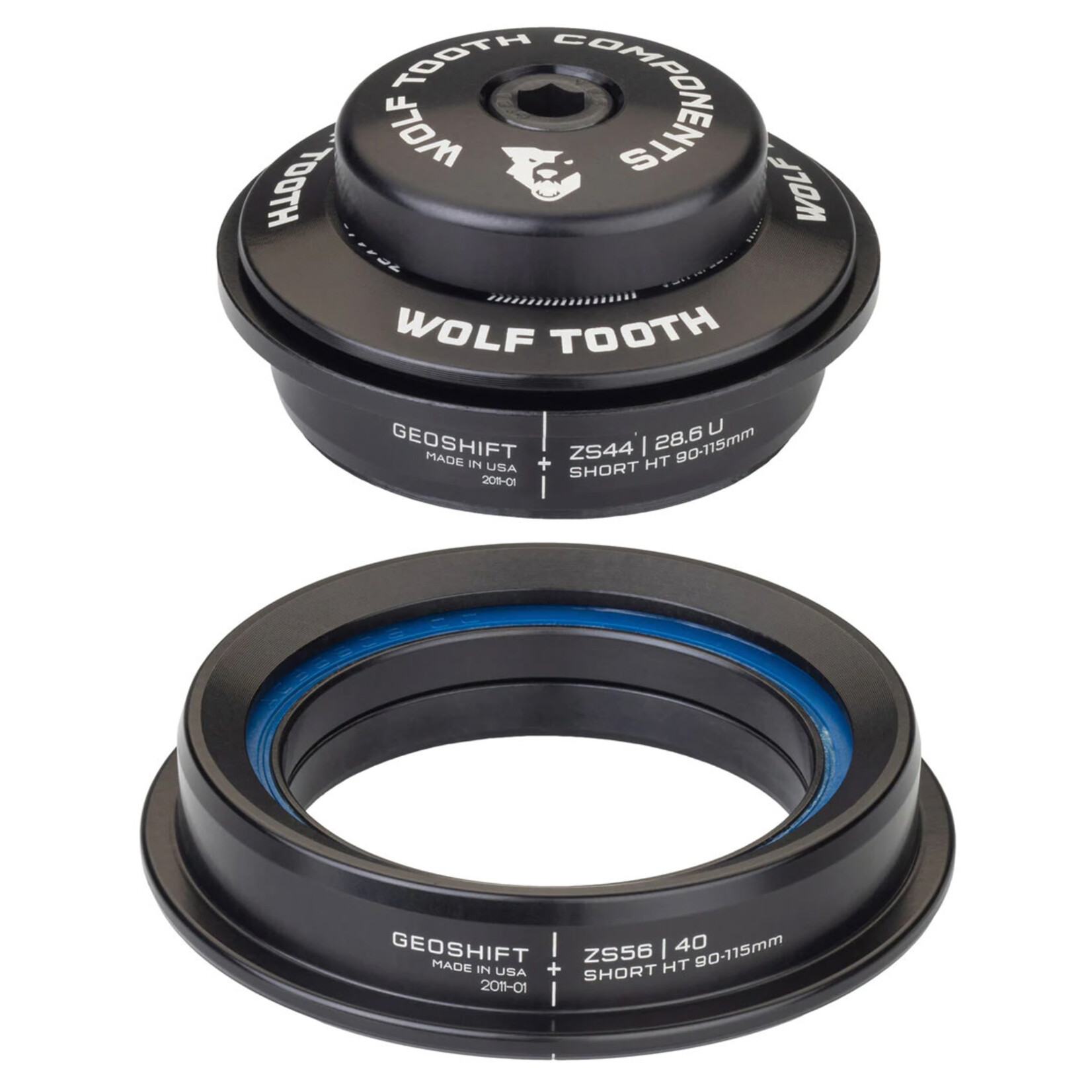 Wolf Tooth Wolf Tooth GeoShift Performance Angle Headset - 1 Deg, Short, ZS44/ZS56, Black