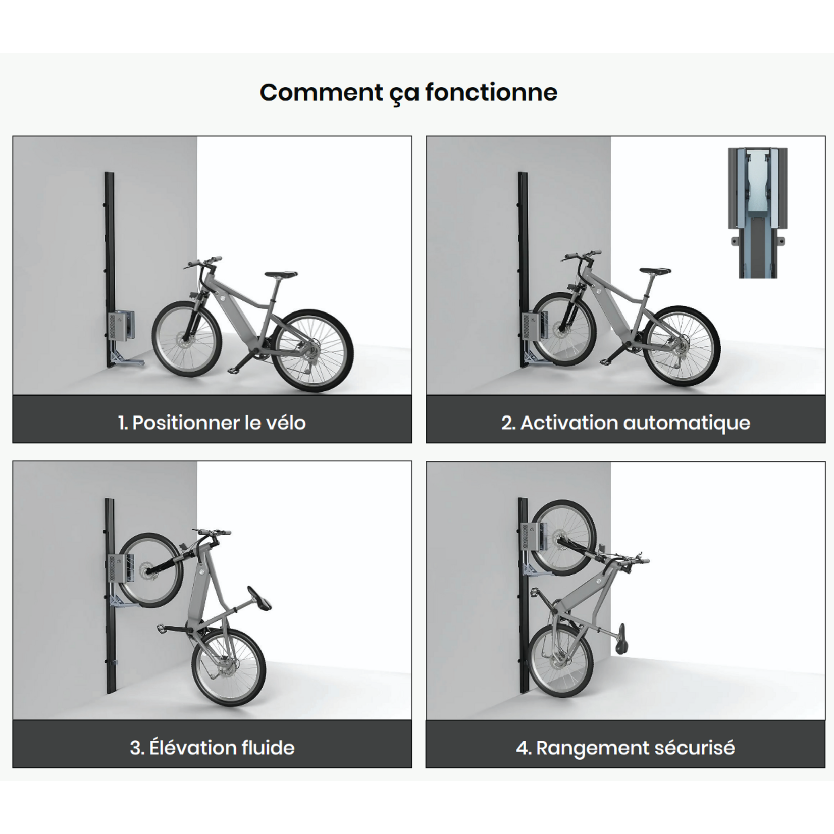 Système de levage automatique pour vélo Organizeit