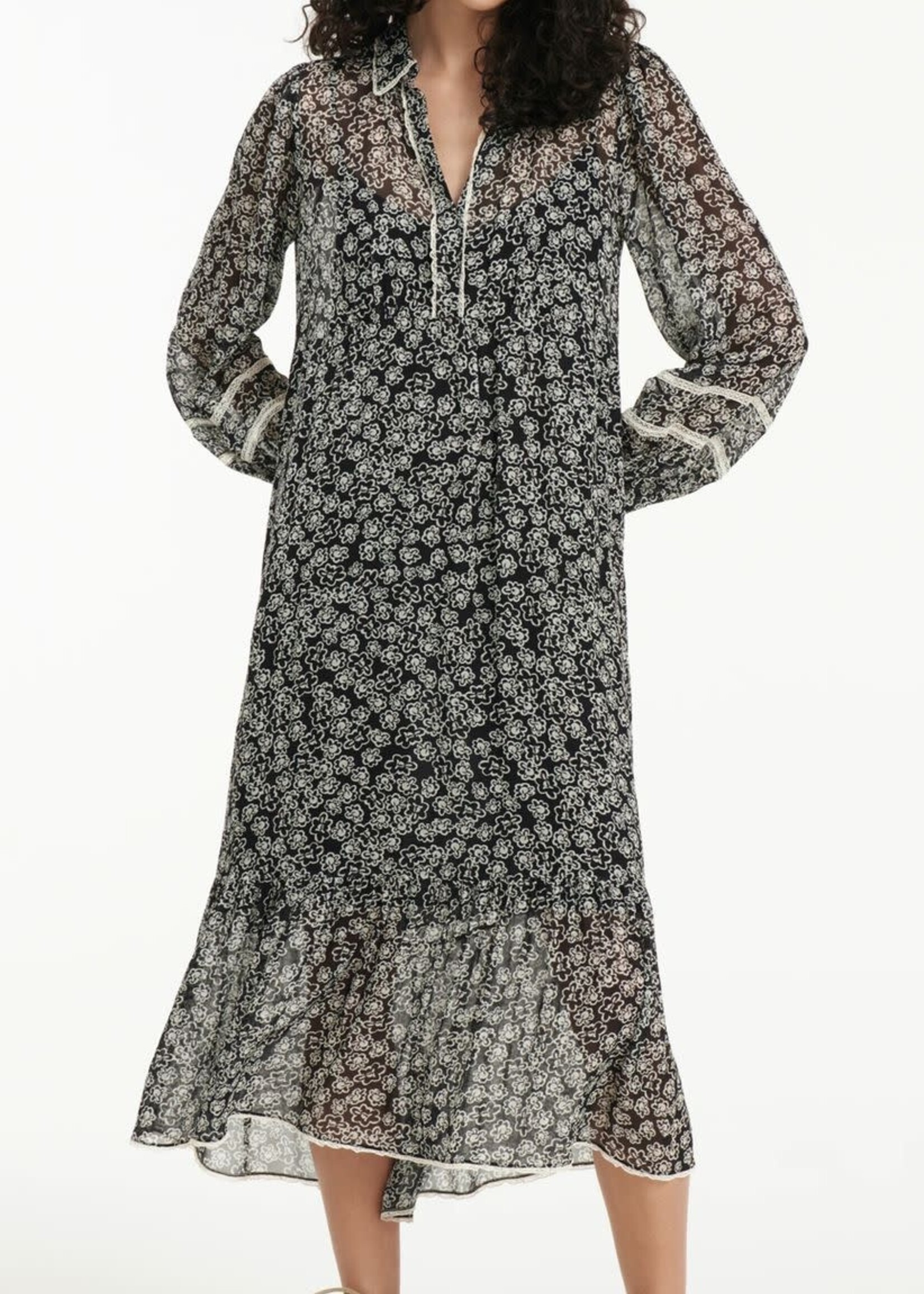 SCH SCH VESTIDO FLORAL TRANSPARENCIES