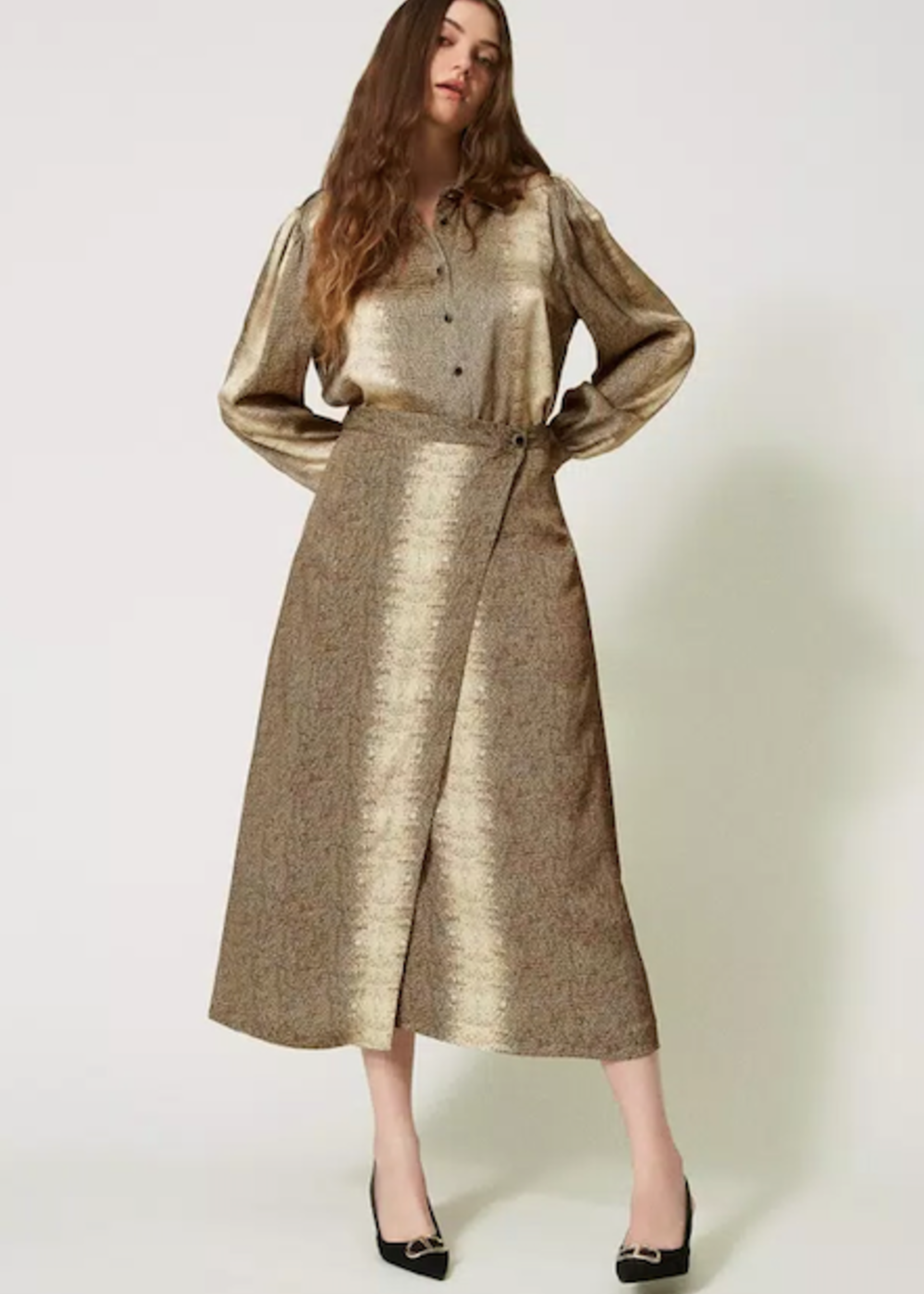 TW TW FALDA MIDI SATIN LIZARD