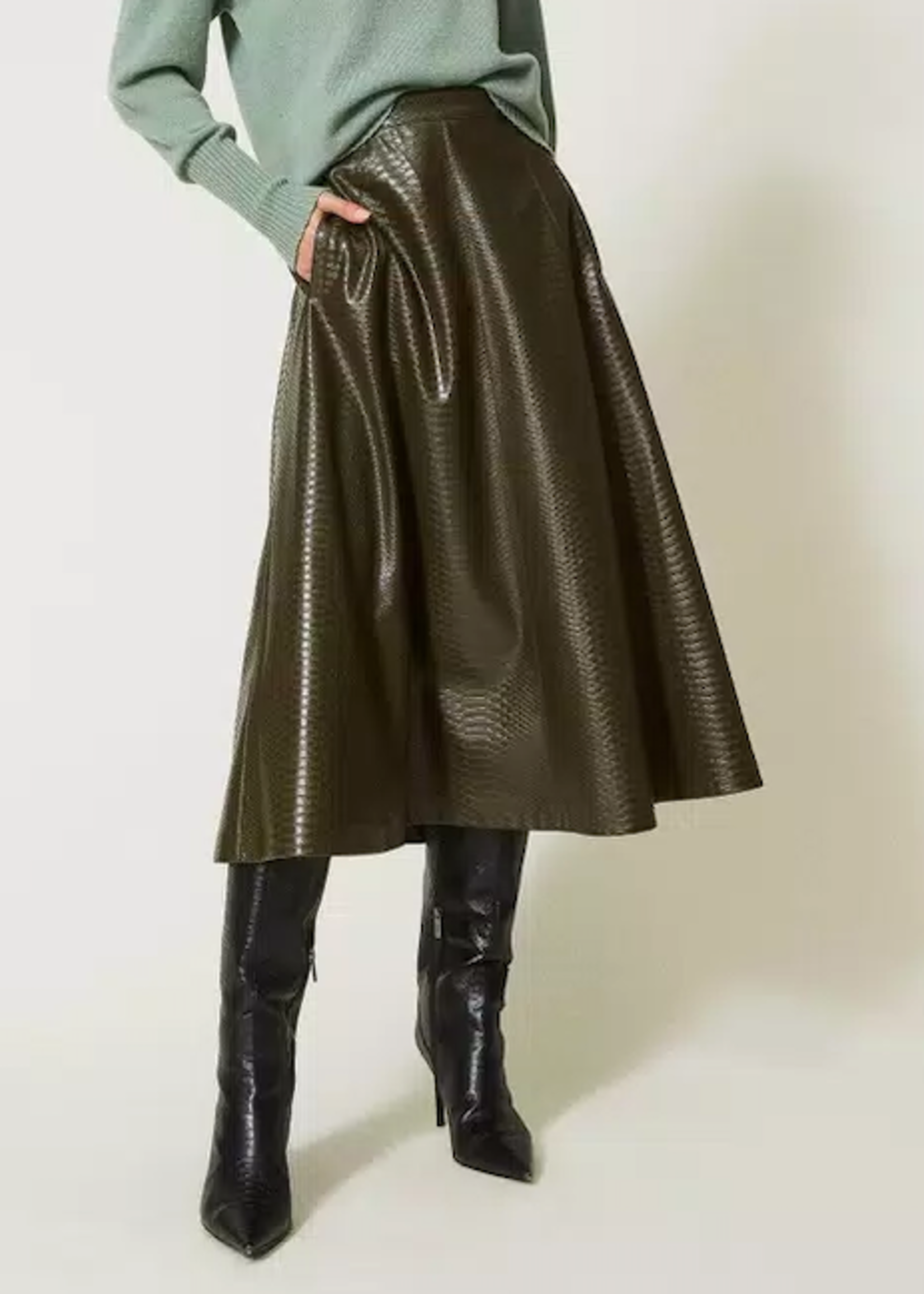 TW TW FALDA MIDI DEEP OLIVE