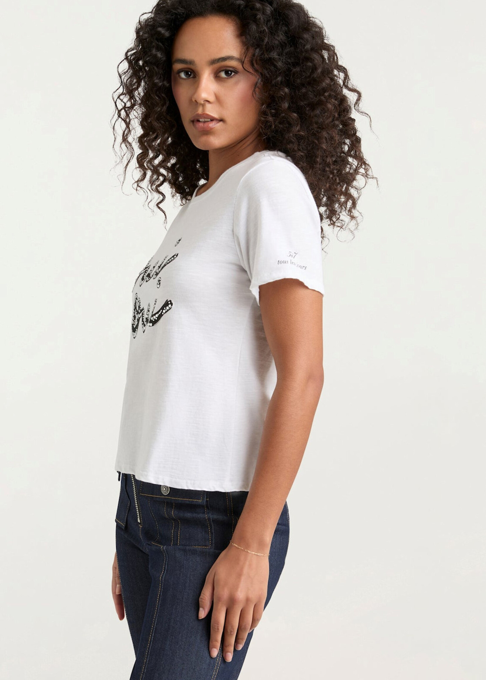 CINQ CINQ BLUSA FRINGE OUI OUI BLANCA