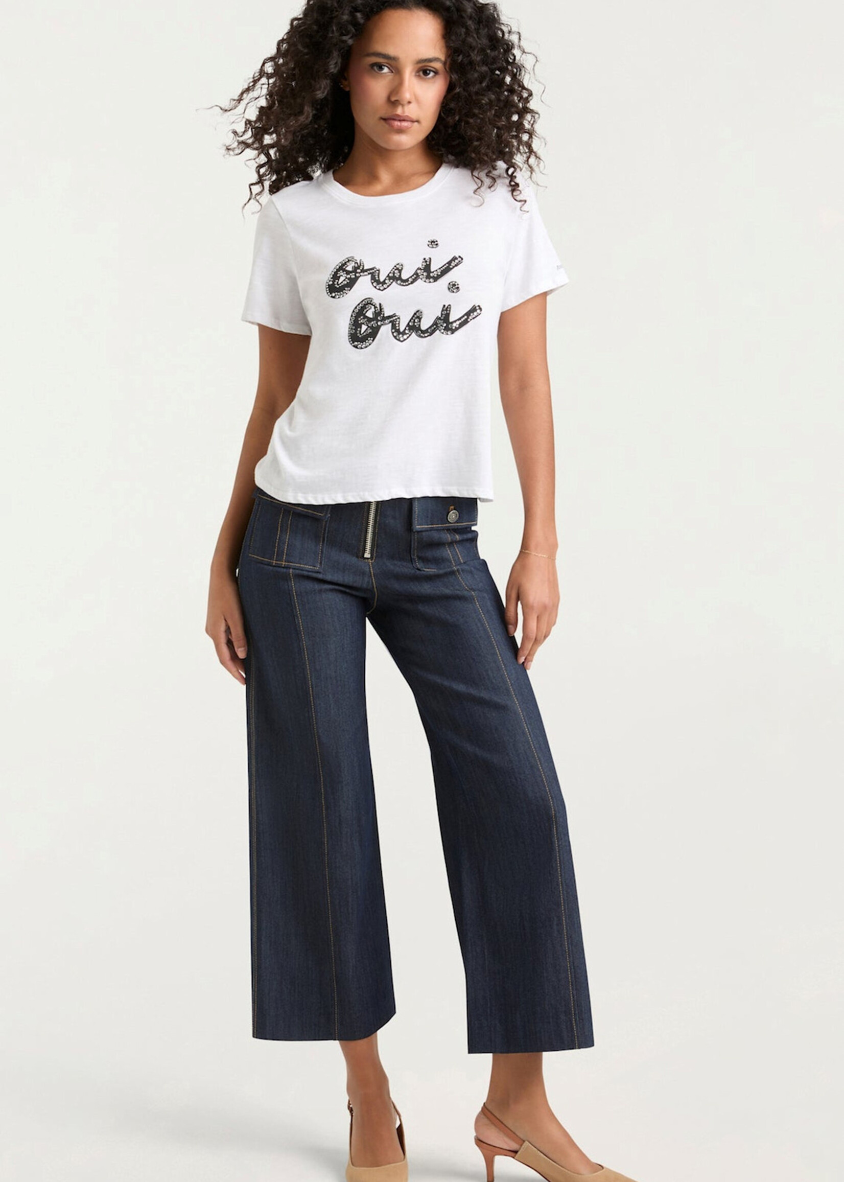 CINQ CINQ BLUSA FRINGE OUI OUI BLANCA